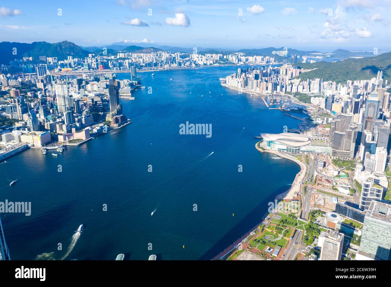 City Top View of Skyscrapers Building by drone Hong Kong city - Aerial ...