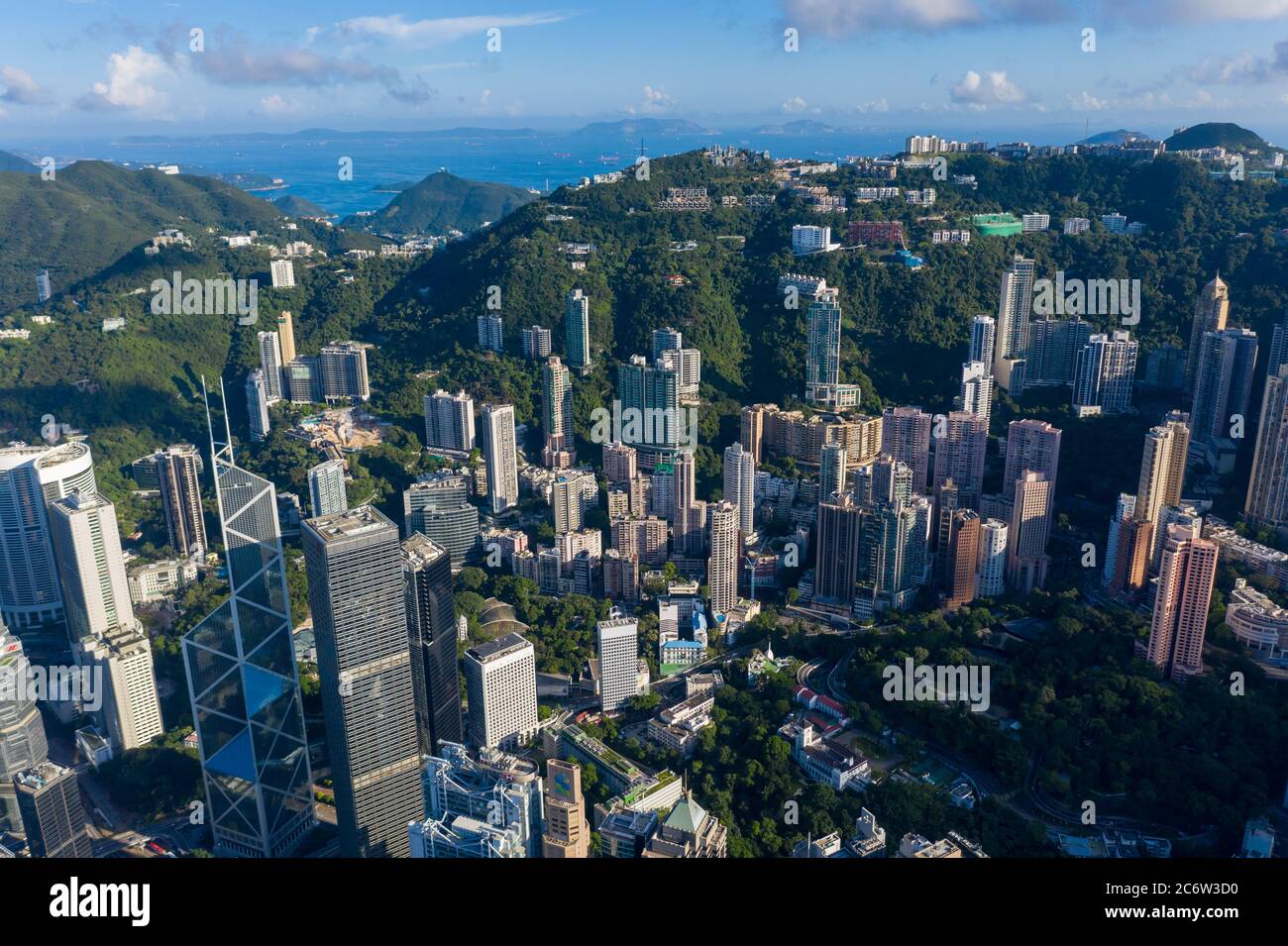City Top View of Skyscrapers Building by drone Hong Kong city - Aerial ...