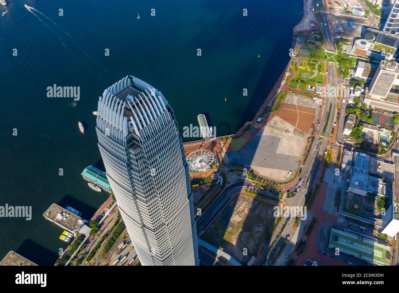 City Top View of Skyscrapers Building by drone Hong Kong city - Aerial ...