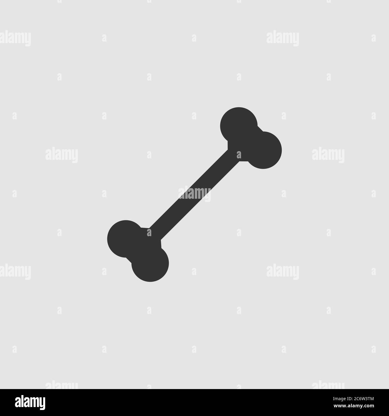 Dog Bone icon flat. Black pictogram on grey background. Vector ...