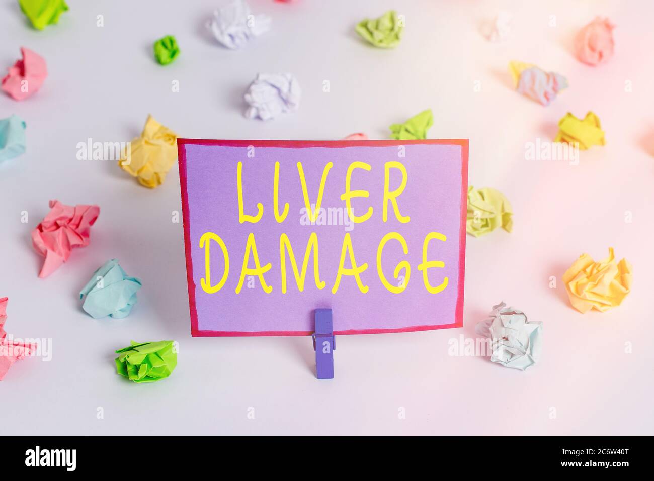 Writing note showing Liver Damage. Business concept for any disorder of