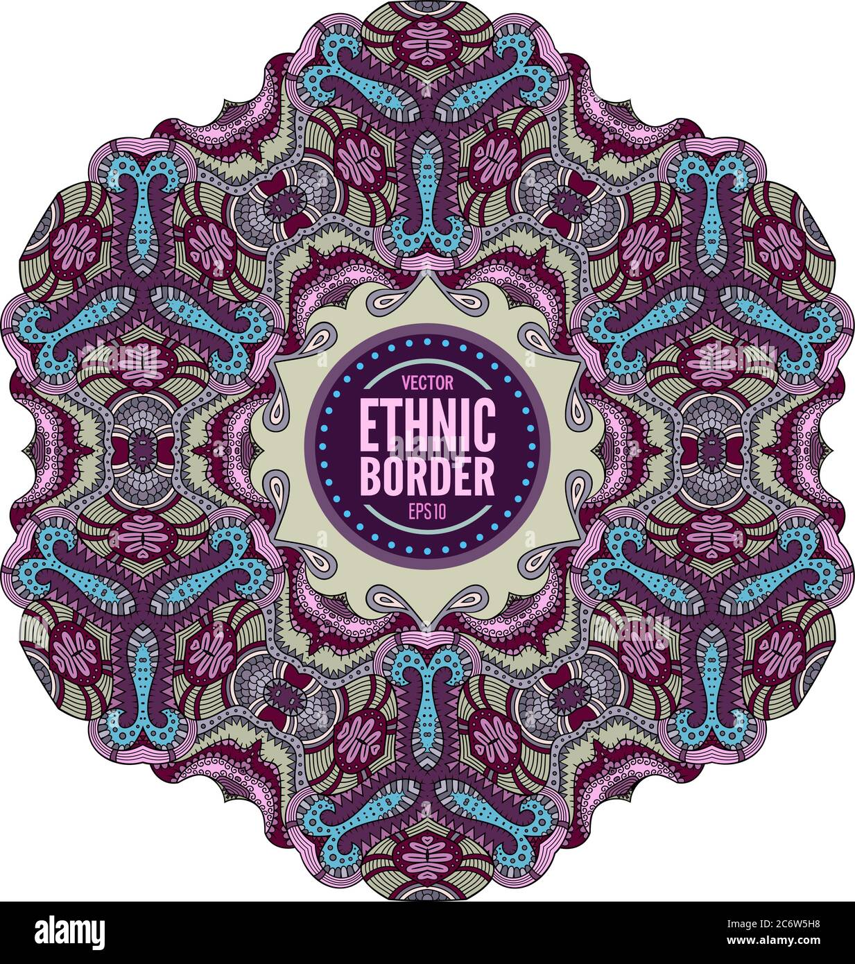 Vector ornamental vintage ethnic round frame Stock Vector Image & Art ...