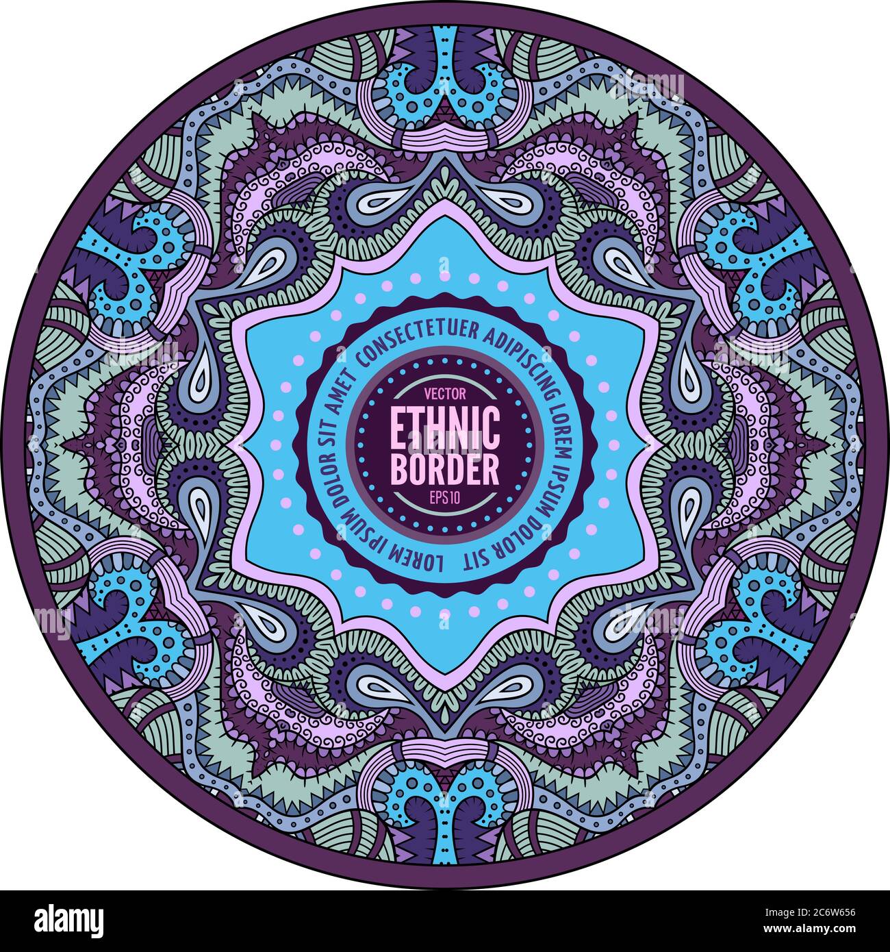 Vector ornamental vintage ethnic round frame Stock Vector Image & Art ...