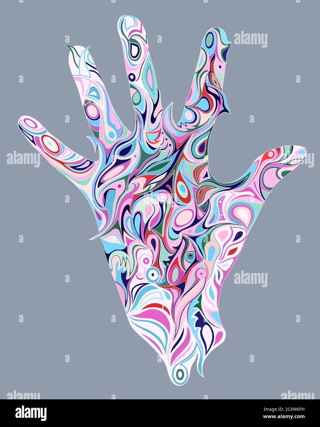 Illustration of contour hand with ornament inside Stock Vector Image ...