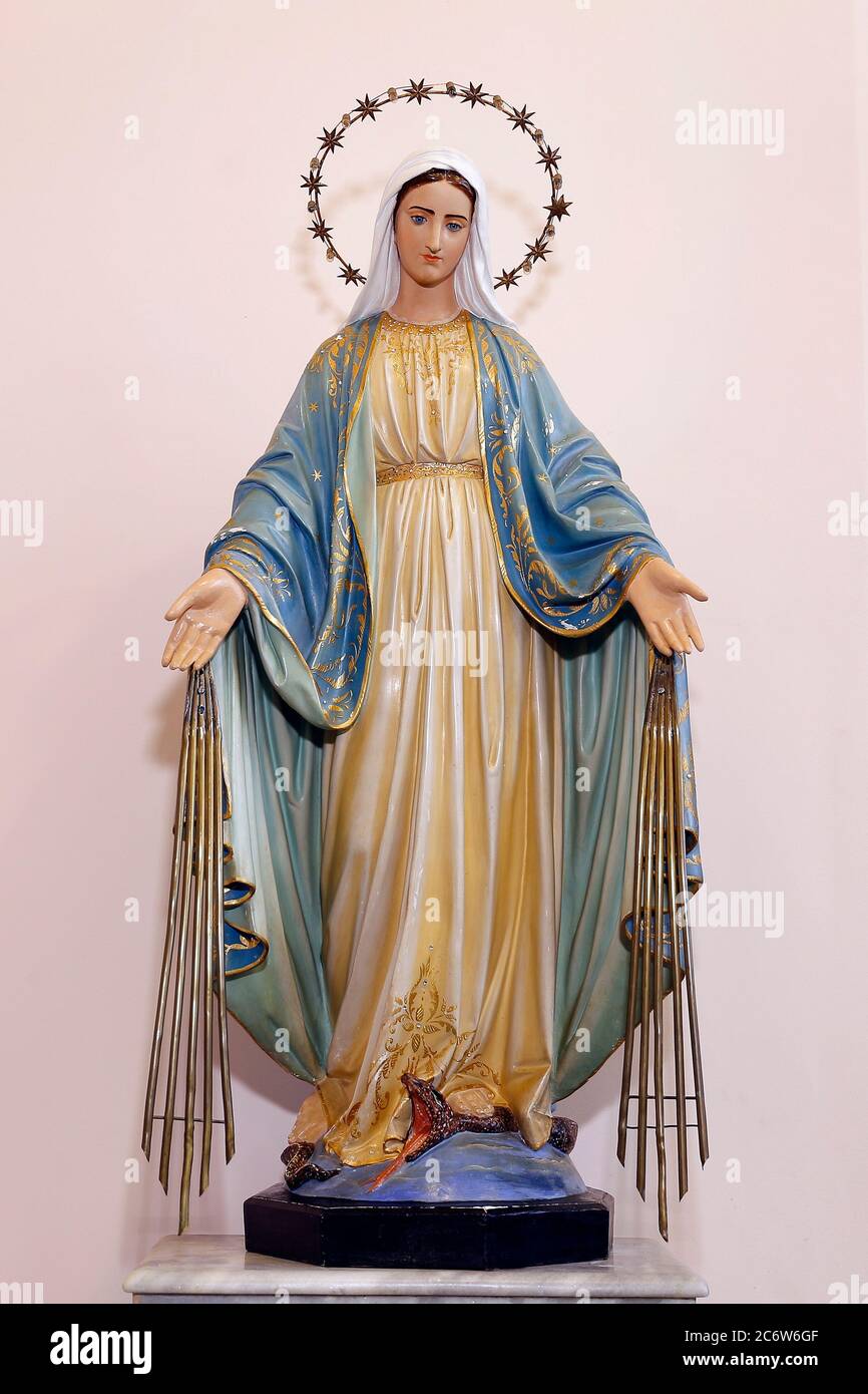 Statue of the image of Our Lady of Grace, mother of God in the Catholic  religion, Virgin Mary Stock Photo - Alamy