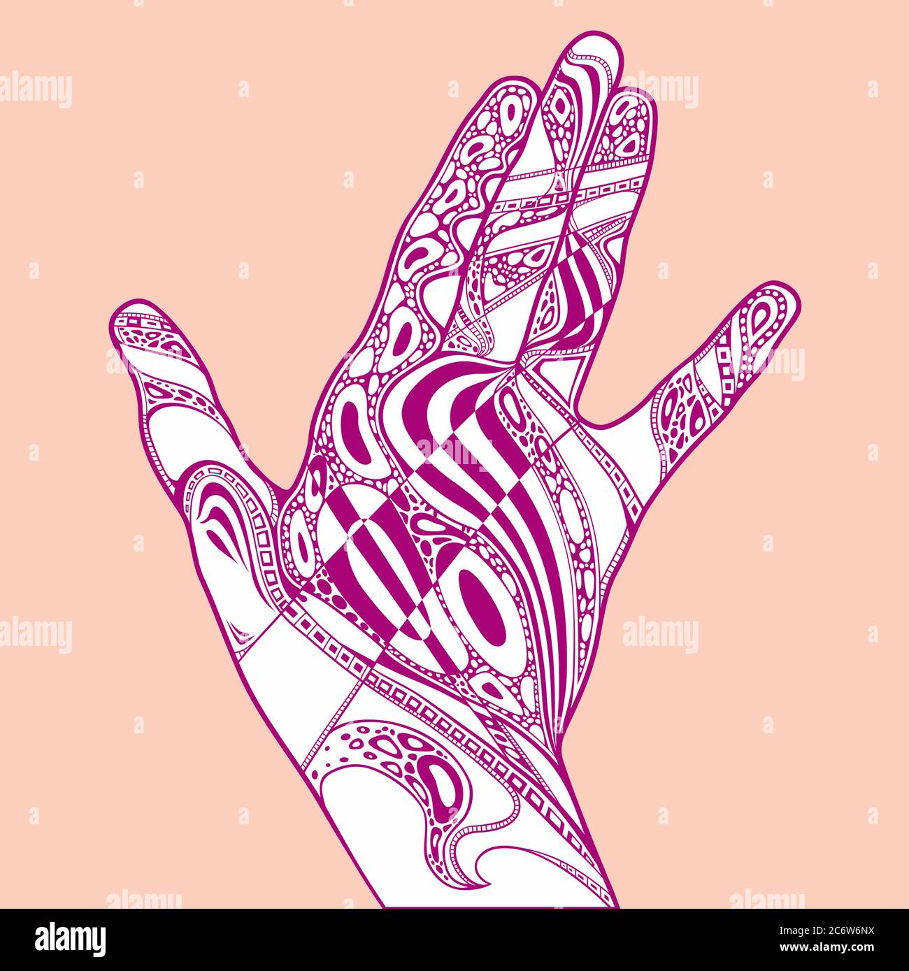 Illustration of contour hand with ornament inside Stock Vector Image ...