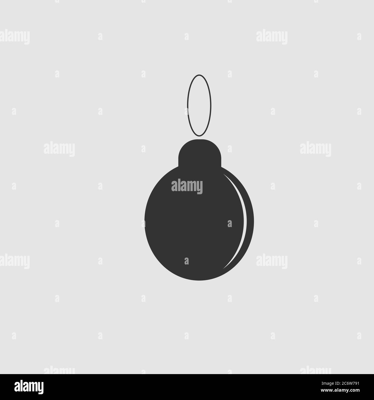 Christmas ball icon flat. Black pictogram on grey background. Vector ...