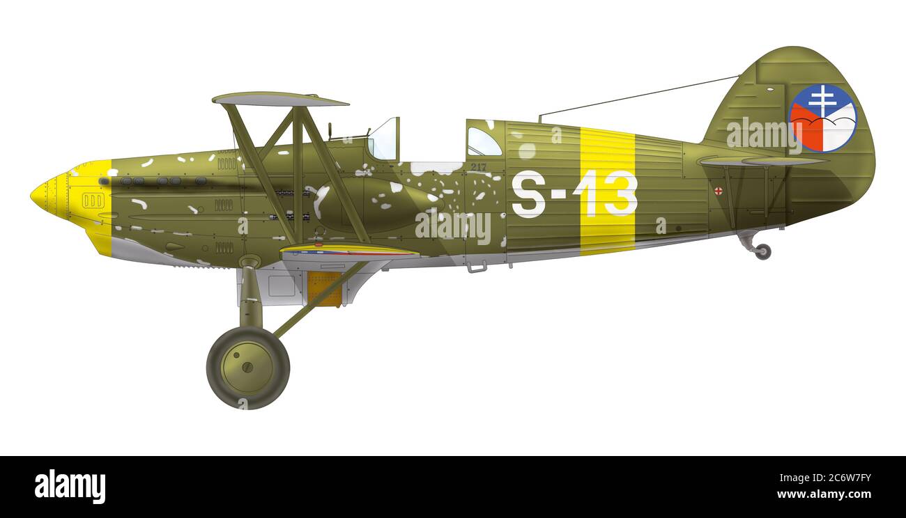 Avia B.534.217 of the Combined Squadron during the Slovak National Uprising, in which Frantisek Cyprich shot down a Hungarian Junkers Ju 52/3m, 1944 Stock Photo