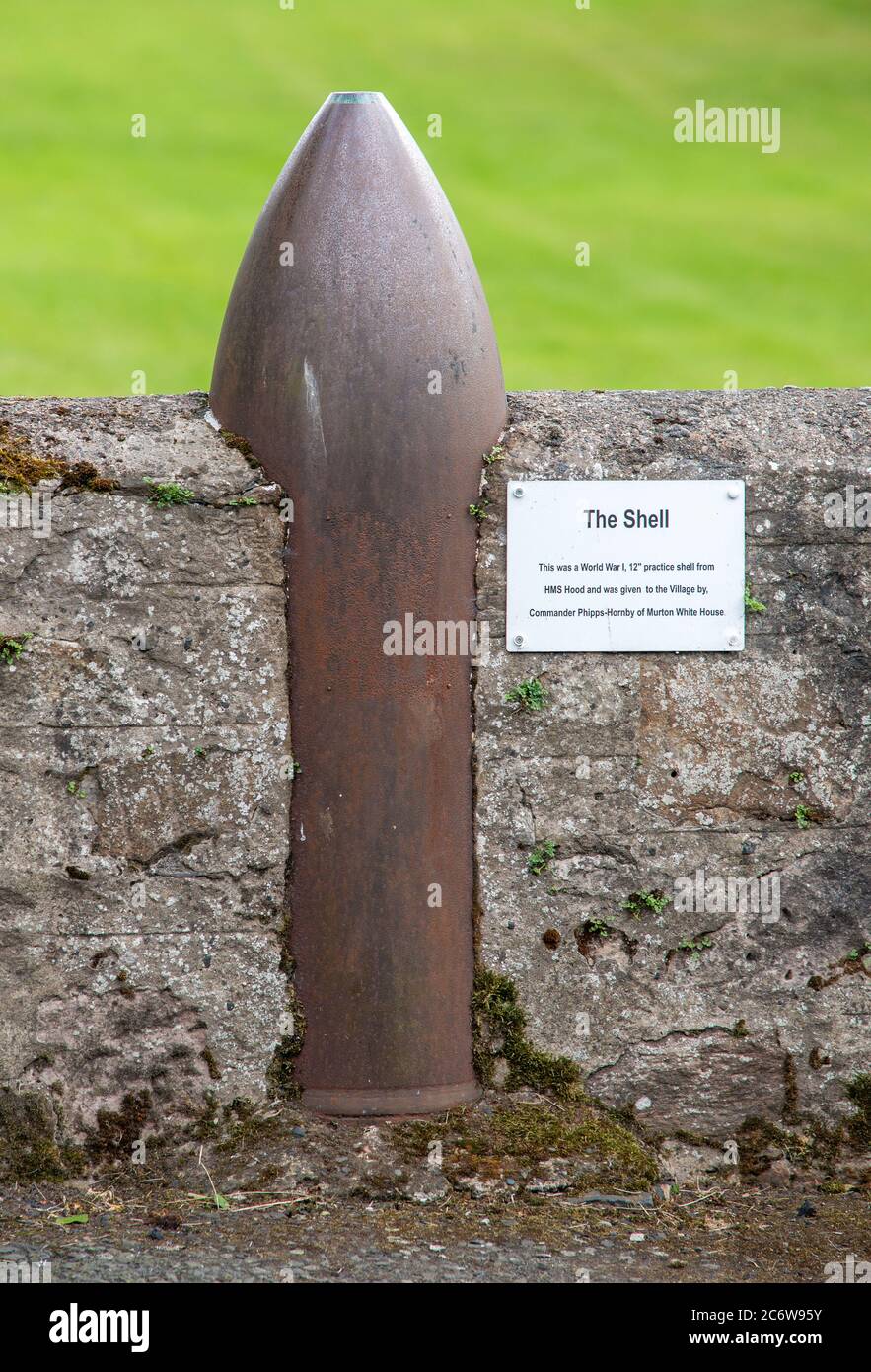 A practice shell from the pre-Dreadnaught battleship HMS Hood which was sunk as a block ship at the start of WW I in Portland Harbour, East Old Stock Photo