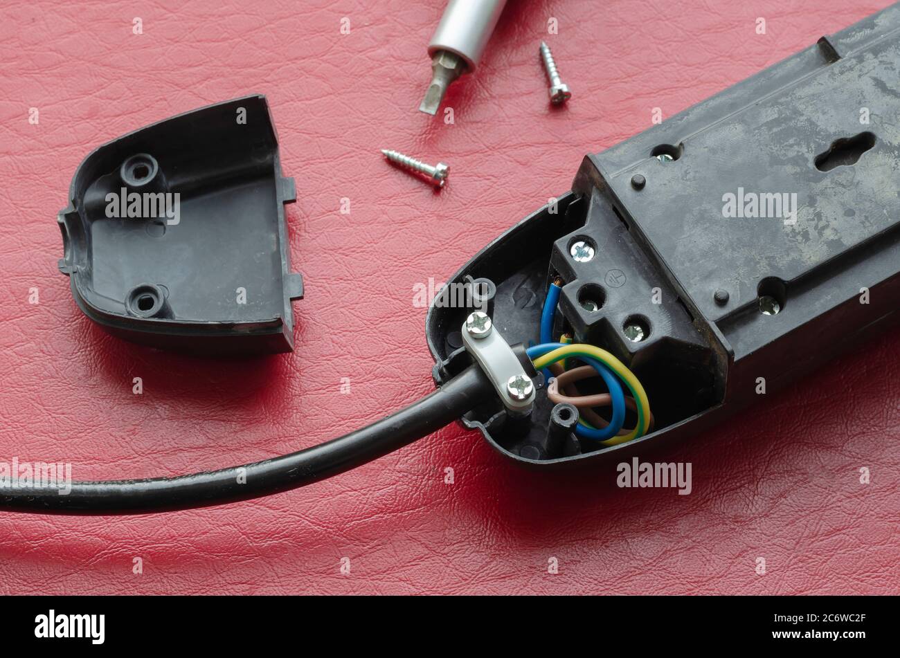 Electric splitter, cable and screwdriver. Connecting wiring to the ...