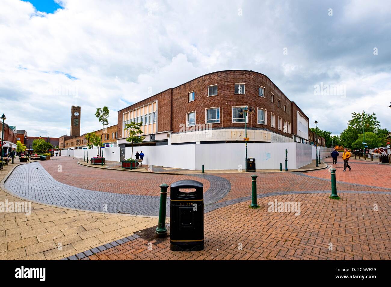 Boarded up town centre on the corner of Queensway and Victoria Street, Crewe Cheshire UK Stock Photo
