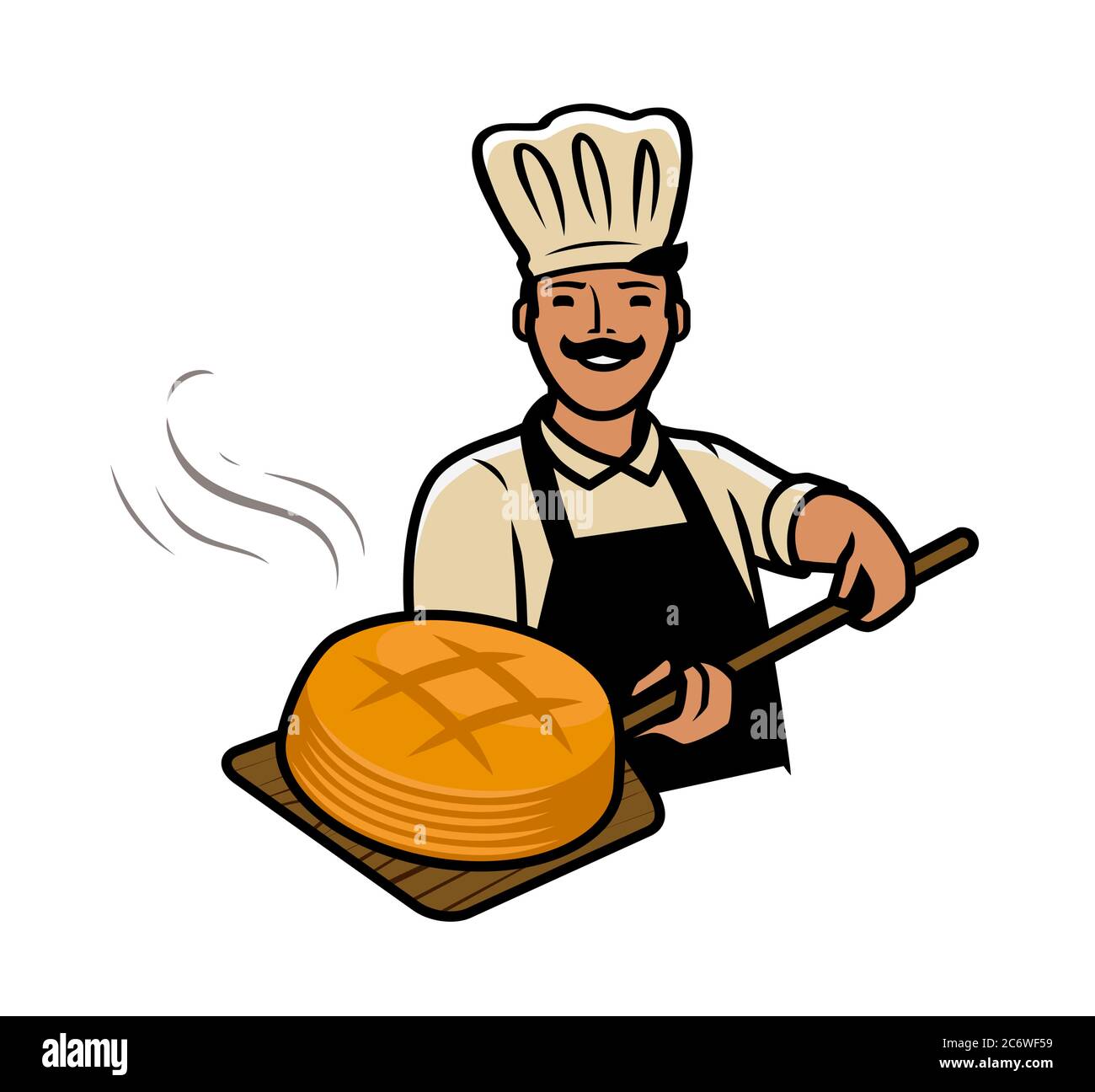 Cook With Bread Bakery Bakehouse Bakeshop Vector Illustration Stock Vector Image And Art Alamy