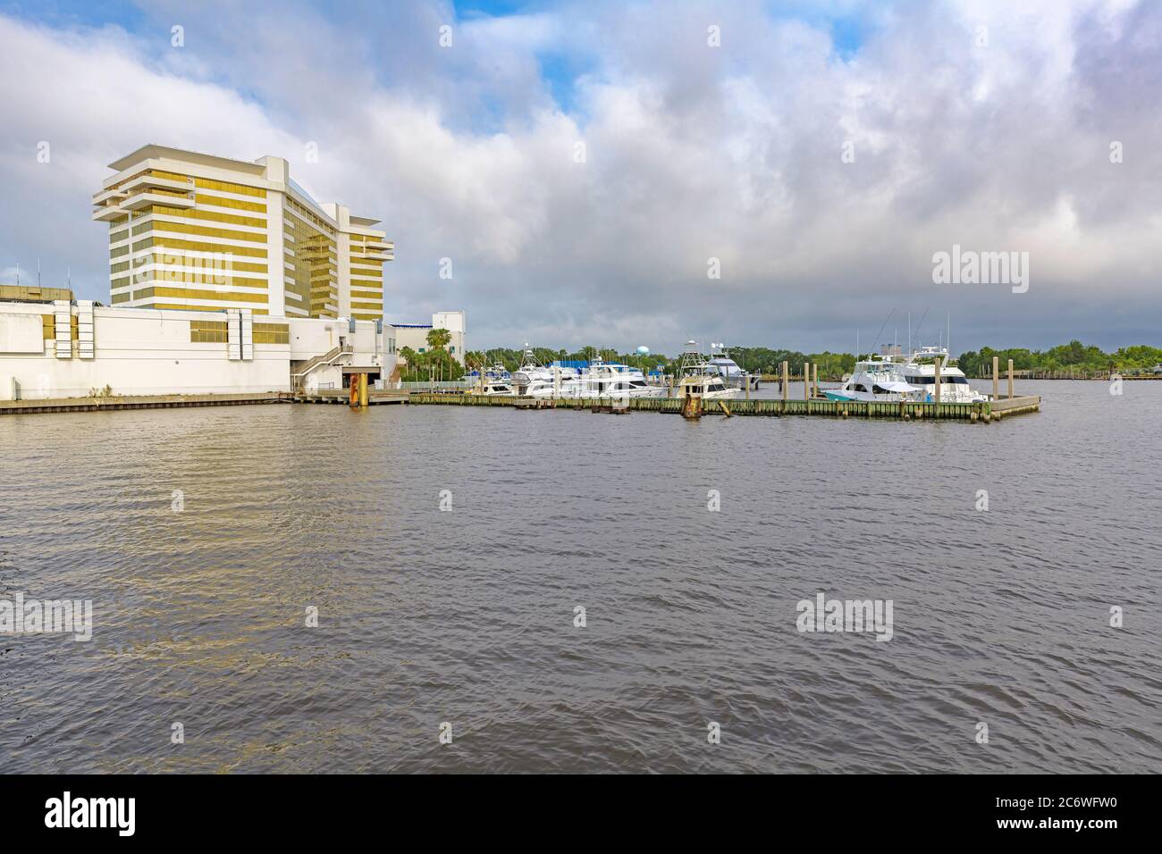marina side of the palace casino and marina in Biloxi Mississippi. this is the only non-smoking casino in Biloxi Mississippi Stock Photo