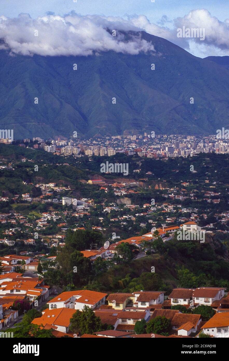 CARACAS, VENEZUELA - Dowtown Caracas urban landscape with El Avila mountain in distance. Stock Photo