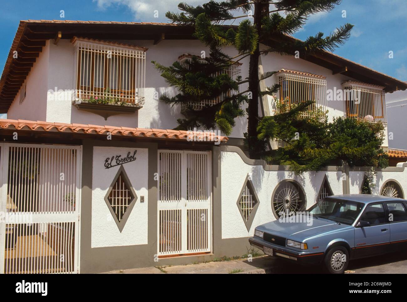 CARACAS, VENEZUELA - Private home exterior with security bars, in Prado del Este area. Stock Photo