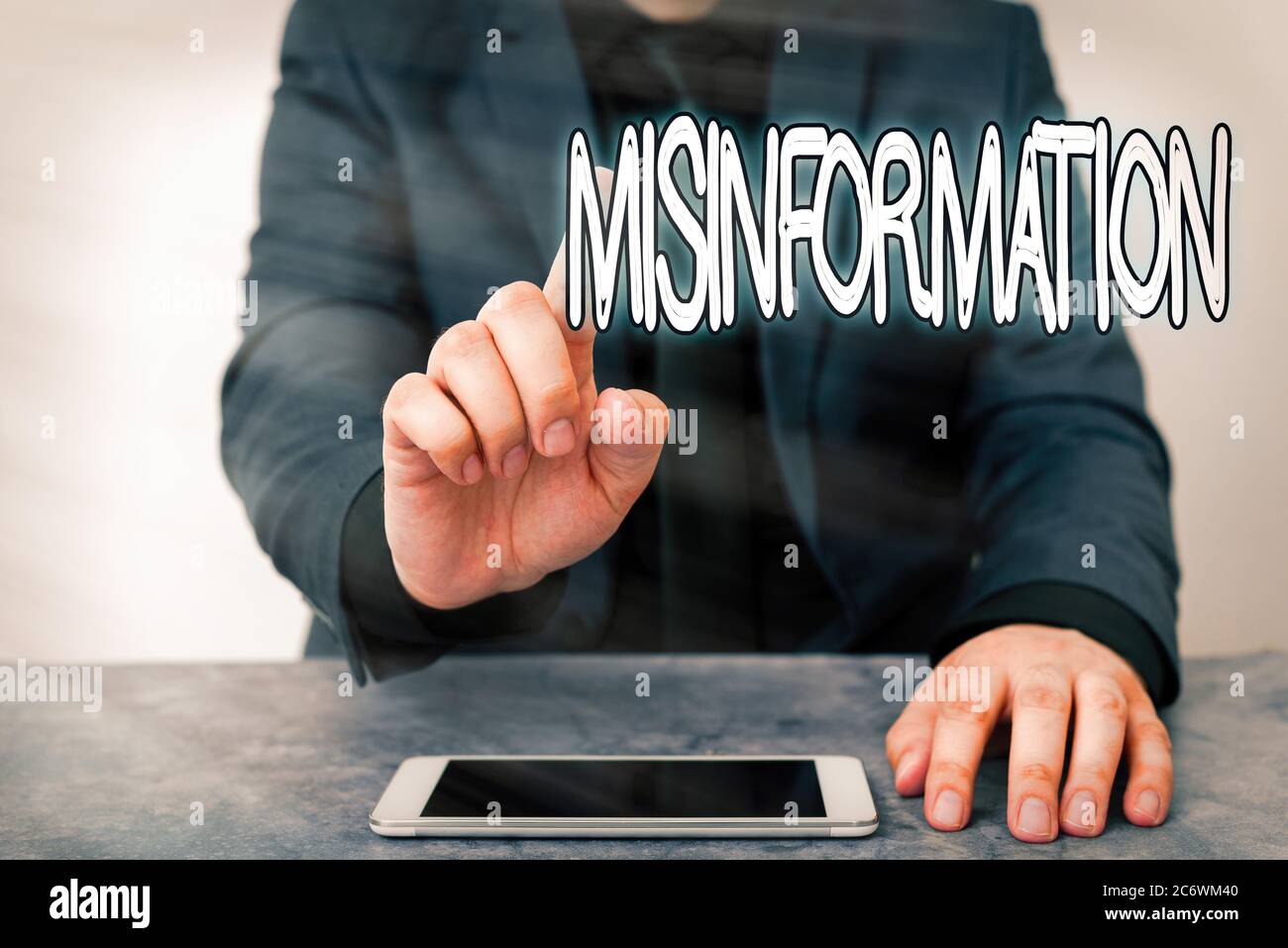 Text sign showing Misinformation. Business photo text false data, in particular, intended intentionally to deceive Model displaying black screen moder Stock Photo