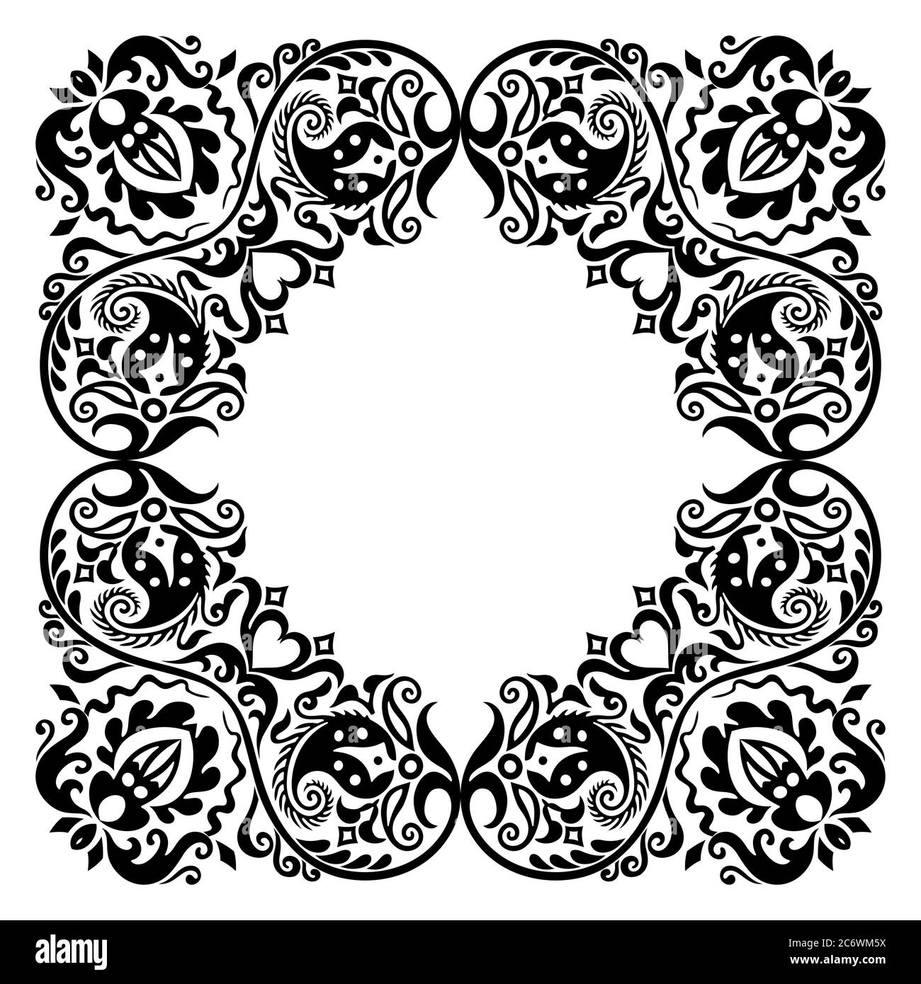 Floral hand drawn vintage border. Frame design Stock Vector Image & Art ...