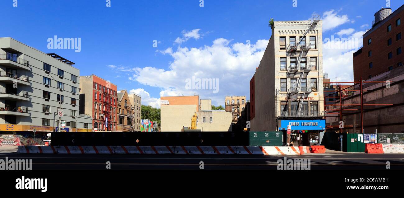 The Bowery in 2020, Chinatown, Nolita, Manhattan, New York. Empty lots
