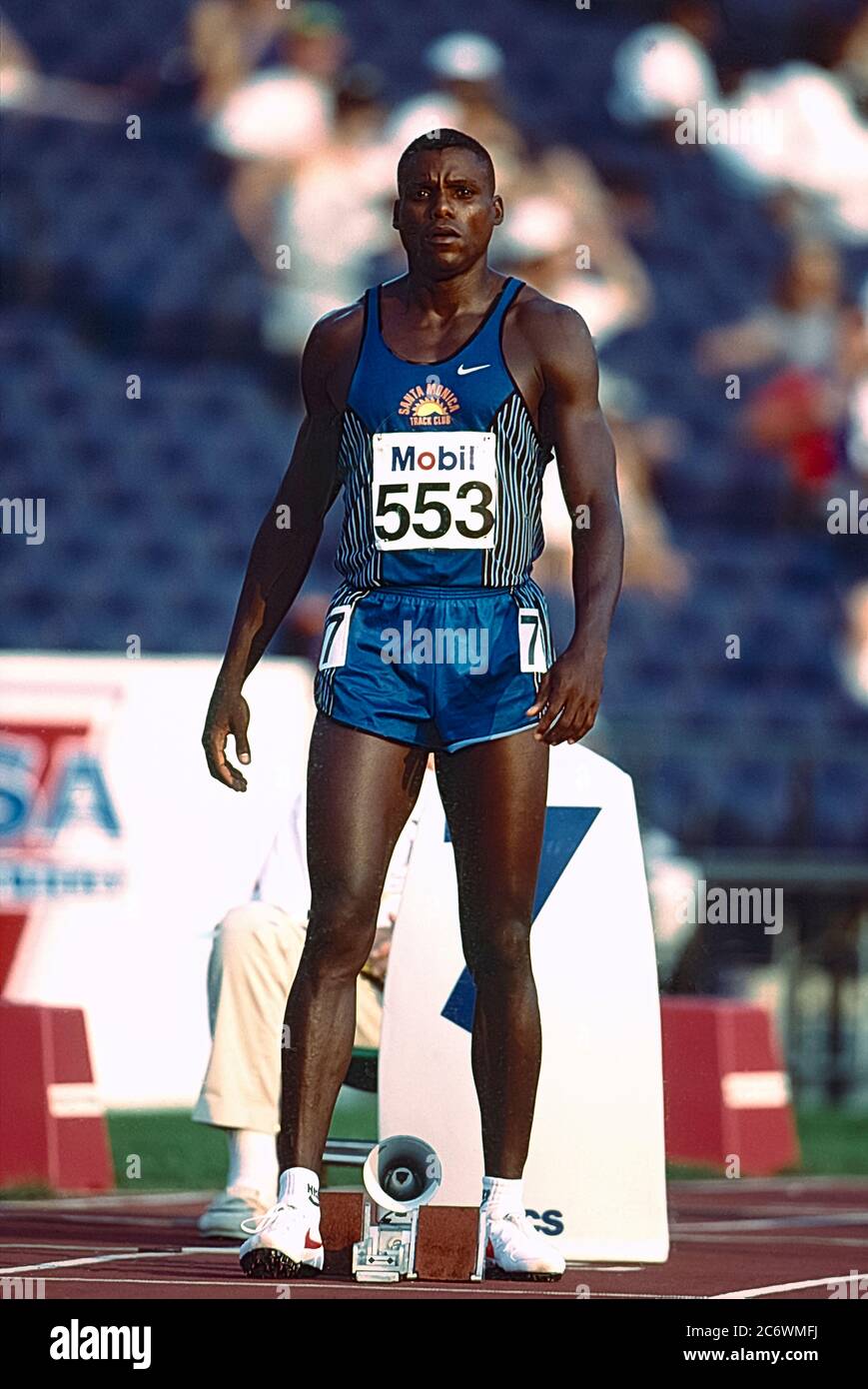 Carl Lewis (USA) competing at the 1996 US Olympic Track and Field Team Trials Stock Photo