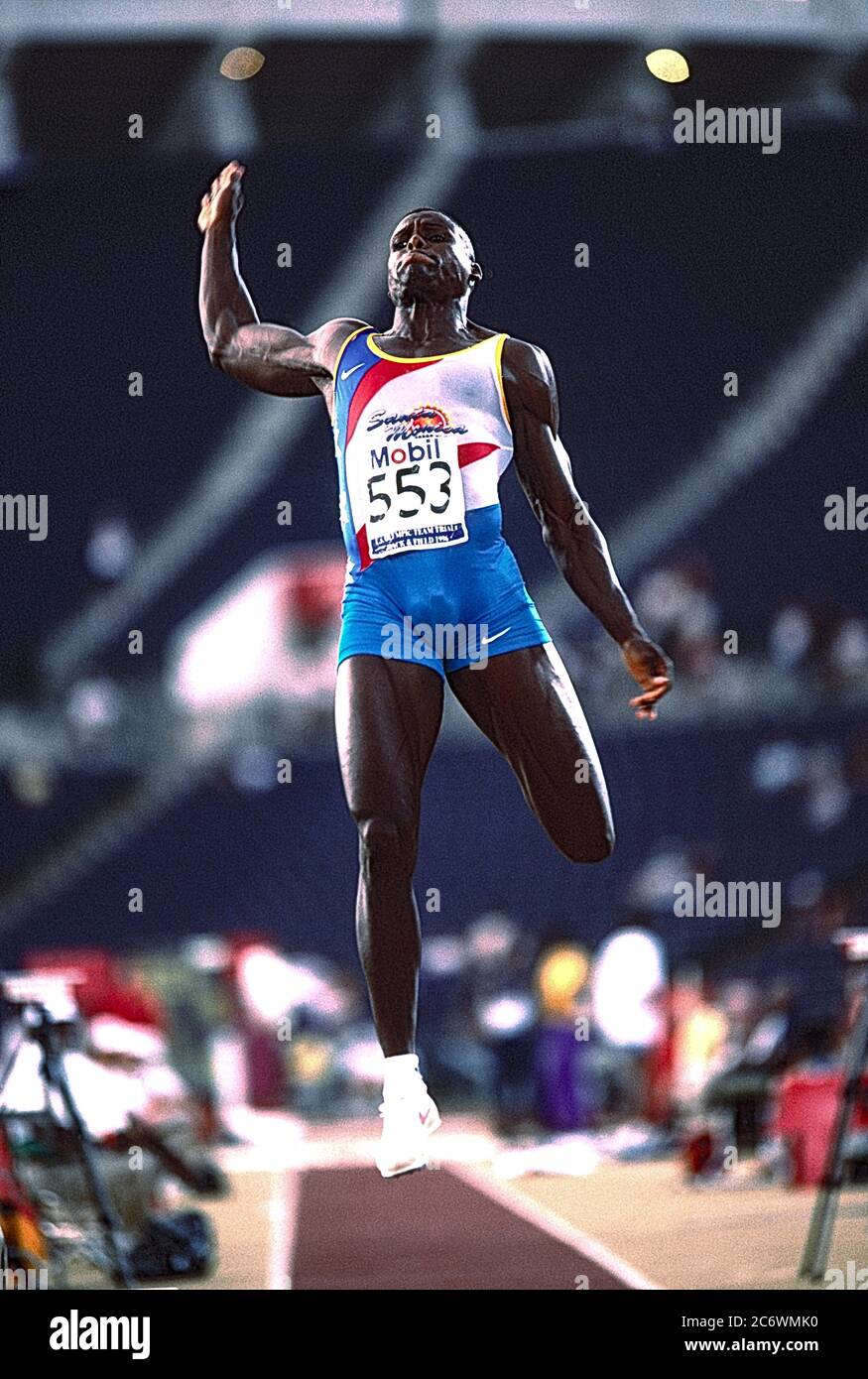 Carl Lewis (USA) competing at the 1996 US Olympic Track and Field Team Trials Stock Photo