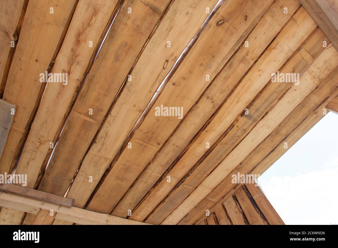 Wood Or Wooden Beams In A New House Construction Stock Photo Alamy