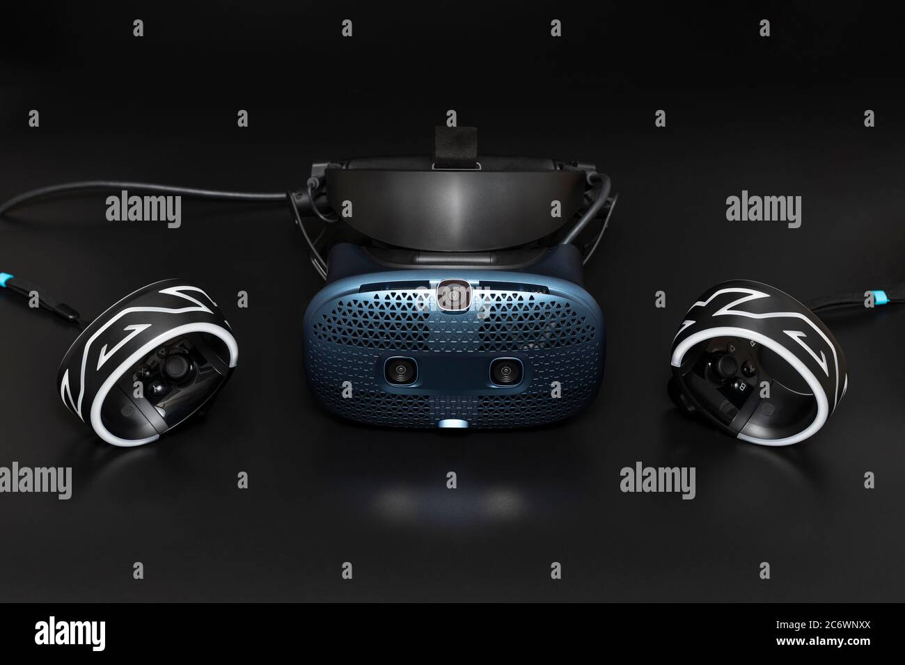 Virtual reality headset on a black background Stock Photo