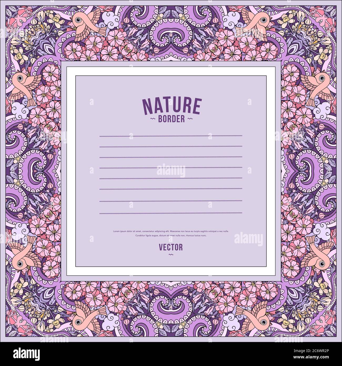 Floral vector border. Nature illustration Stock Vector