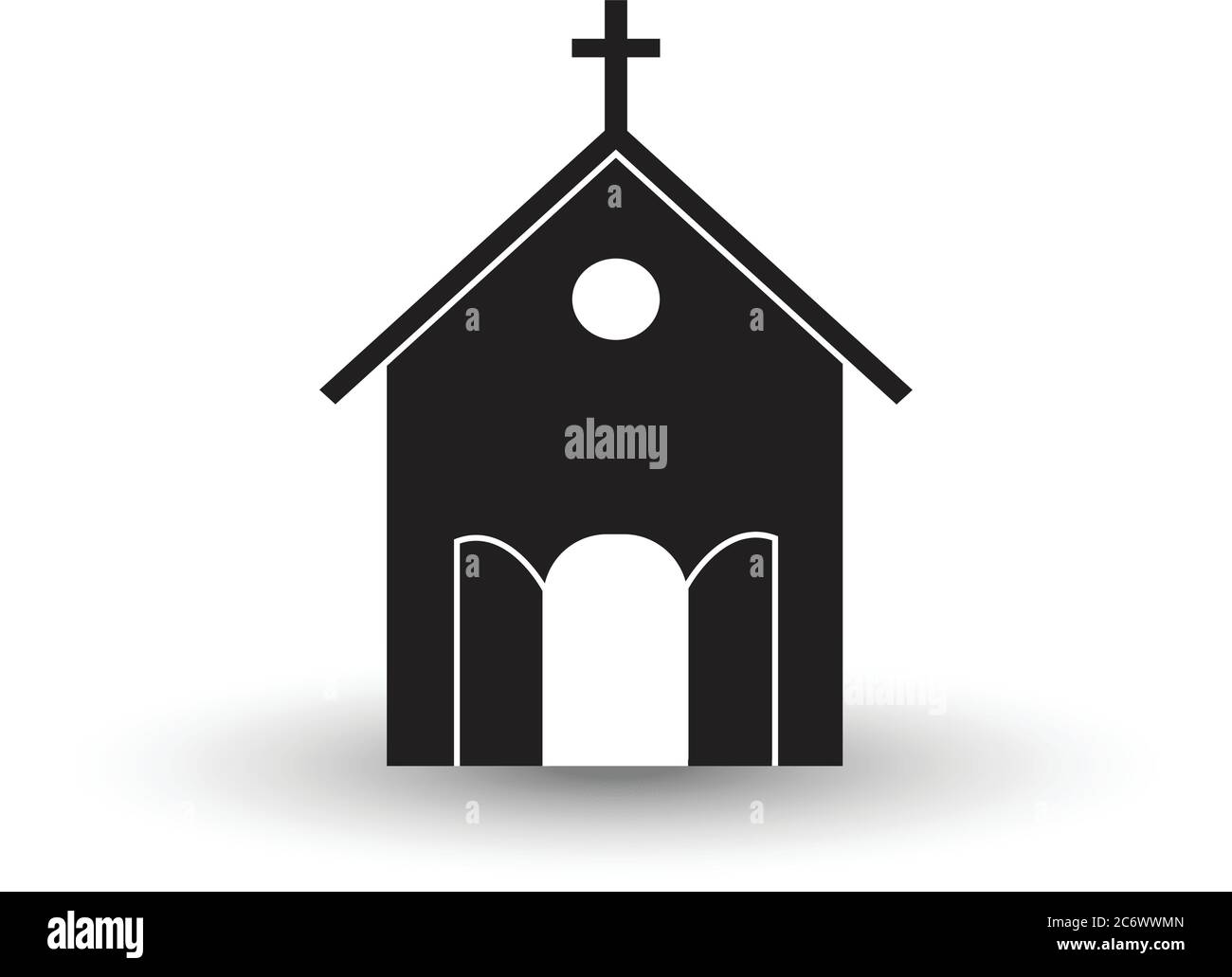 black and white church icon vector flat with shadow illustration Stock ...