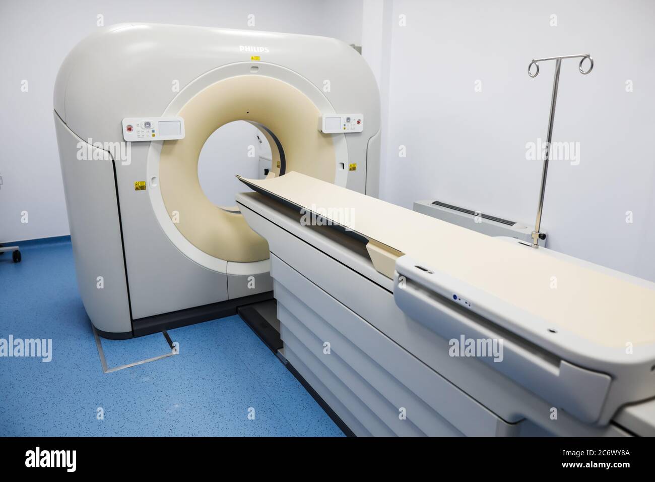 Bucharest / Romania - July 12, 2020: Philips computed tomography, or CT, equipment in a new medical clinic. Stock Photo