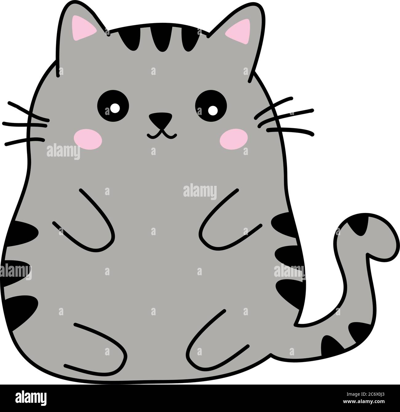 cute fat black and beige cat, anime kawaii style isolated on white  background. pictogram or emoticon stickers. Vector eps10e illustration  Stock Vector Image & Art - Alamy