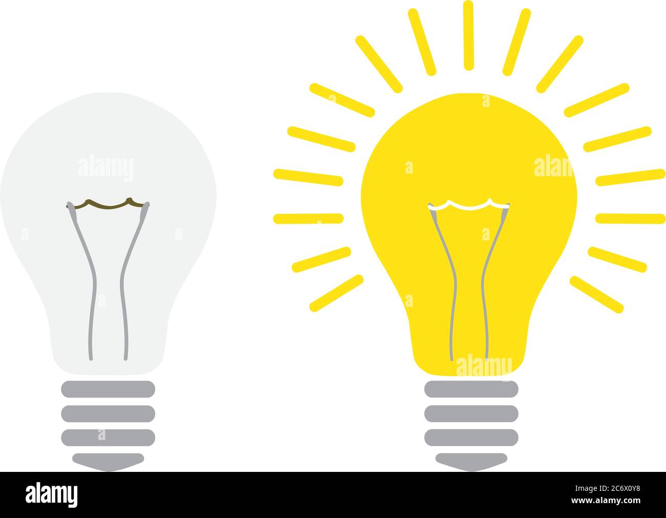 light off and on lightbulb glowing and turned off electric light bulb realistic vector illustration concept idea Stock Vector Image & Art - Alamy