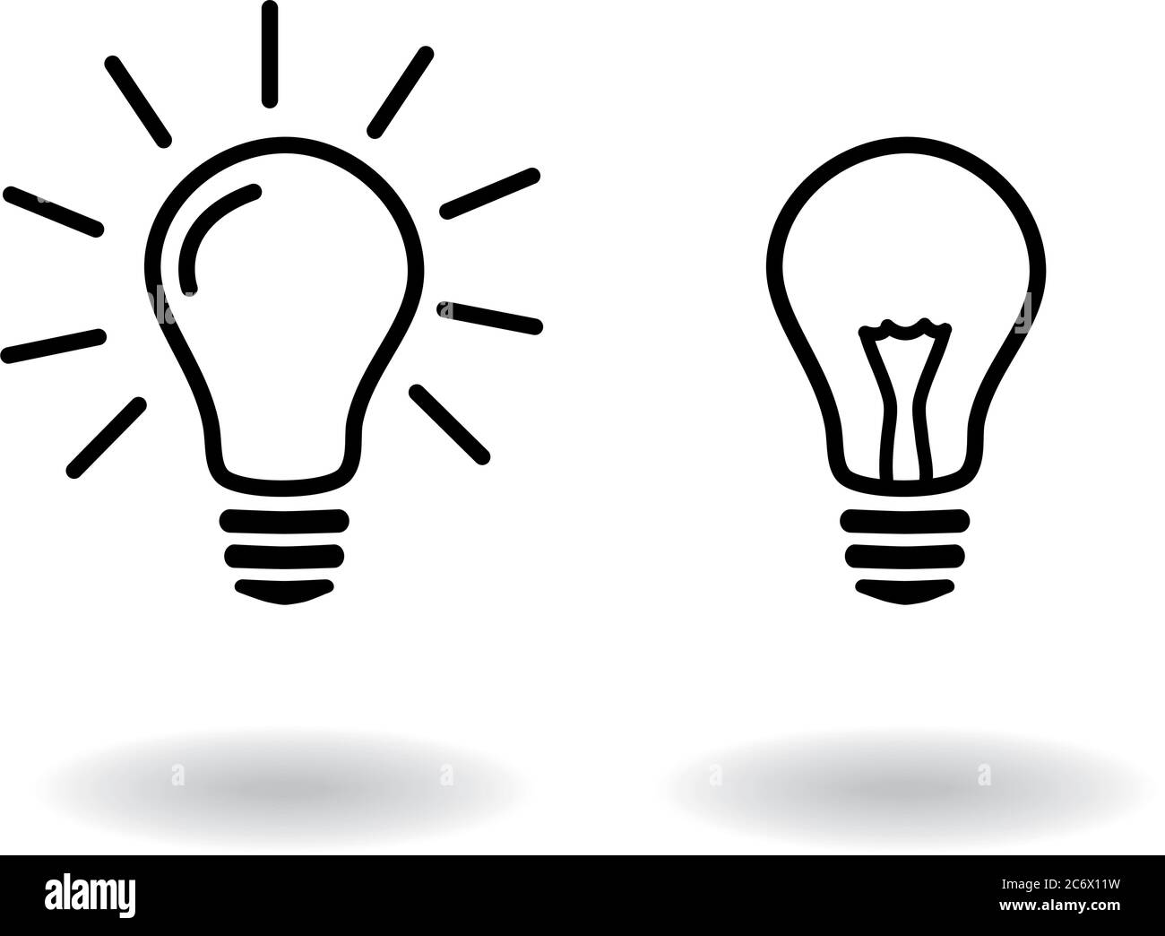 light off and light on lightbulb glowing and turned off electric light bulb  simple black outline vector icon set, eps10 illustration, concept idea or  Stock Vector Image & Art - Alamy