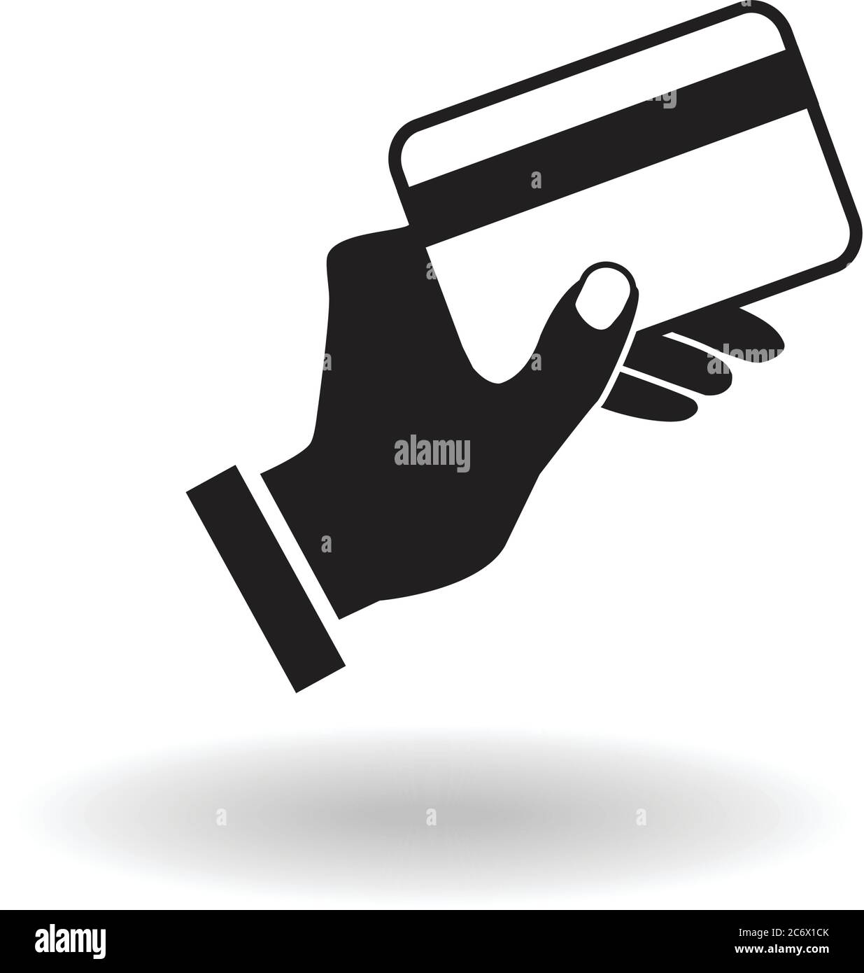 black and white flat vector icon hand holding credit card illustration ...