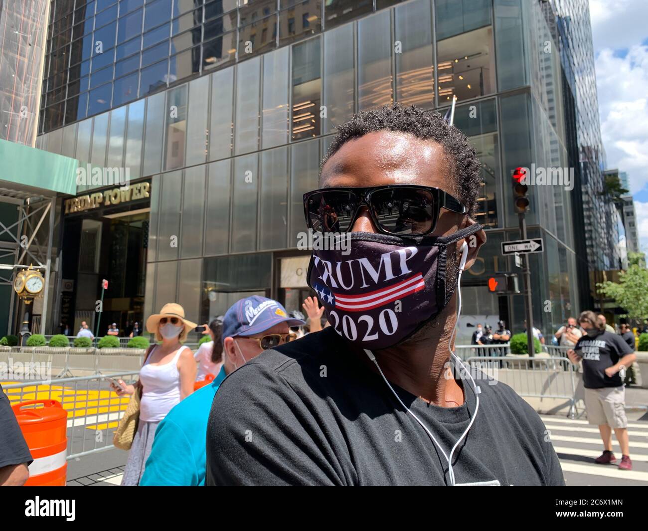 New York, USA. 12th July, 2020. (NEW) Conflict between Trump supporters and Black Lives Matter at Trump Tower. July 12, 2020, New York, USA: Supporters of Trump gathered at Black Lives MatterÃ¢â‚¬â„¢s mural in front of Trump Tower in Manhattan to protest in favor of USA president Donald Trump but they were later confronted by Black Lives Matter protesters resulting into a conflict. Credit : Niyi Fote /Thenews2 Credit: Niyi Fote/TheNEWS2/ZUMA Wire/Alamy Live News Stock Photo