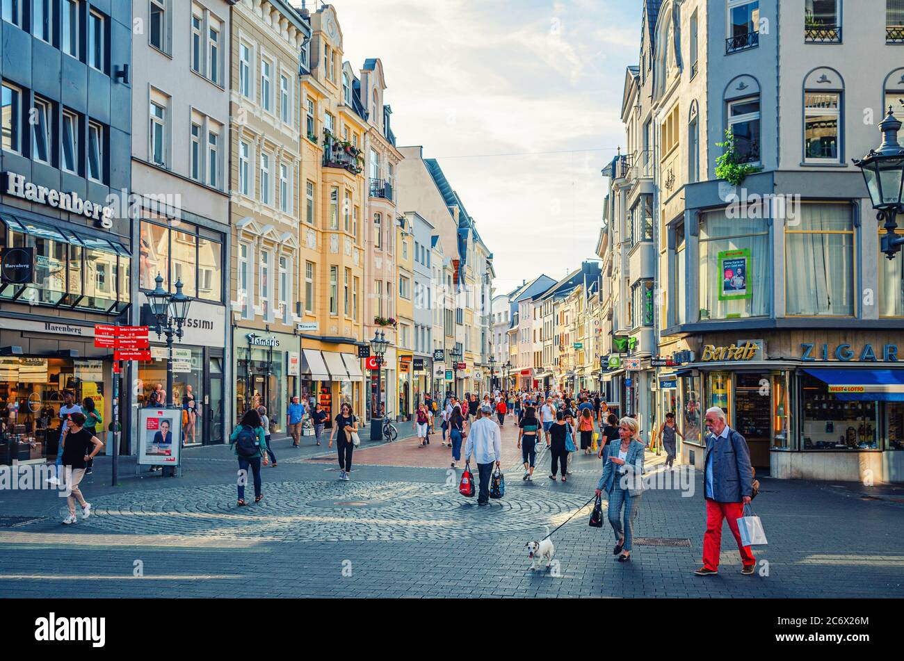 Bonn, Germany, August 23, 2019: people tourists walking down cobblestone  street in historical city centre with old houses and store buildings, North  Rhine-Westphalia region Stock Photo - Alamy