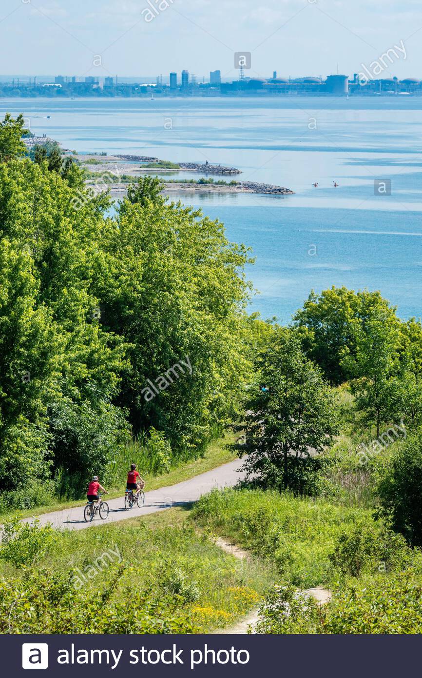 The 1400 KL long Waterfront Trail. This part a dedicated path on the North Shore of Lake Ontario at Toronto Ontario Canada Stock Photo