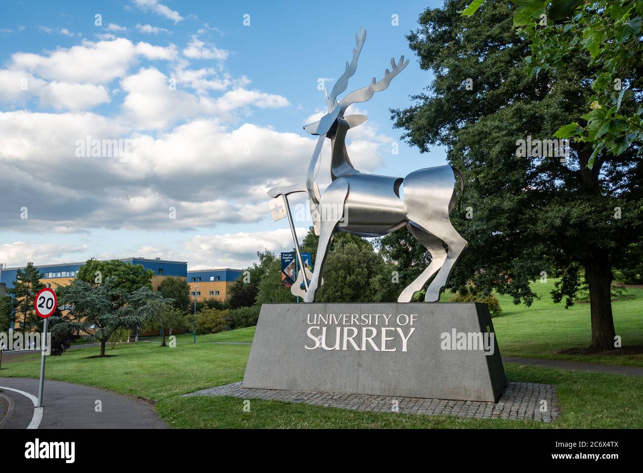 The Surrey Stag stainless steel sculpture by sculptor Allan Sly at the ...