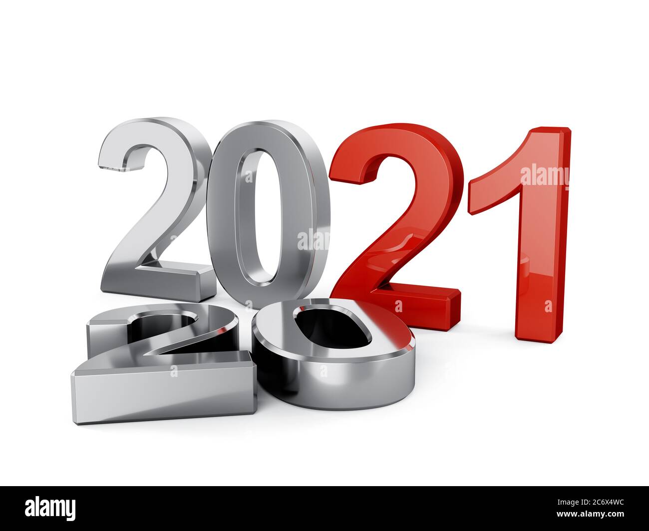 3d illustration of 2021 New Year concept isolated on white background Stock Photo
