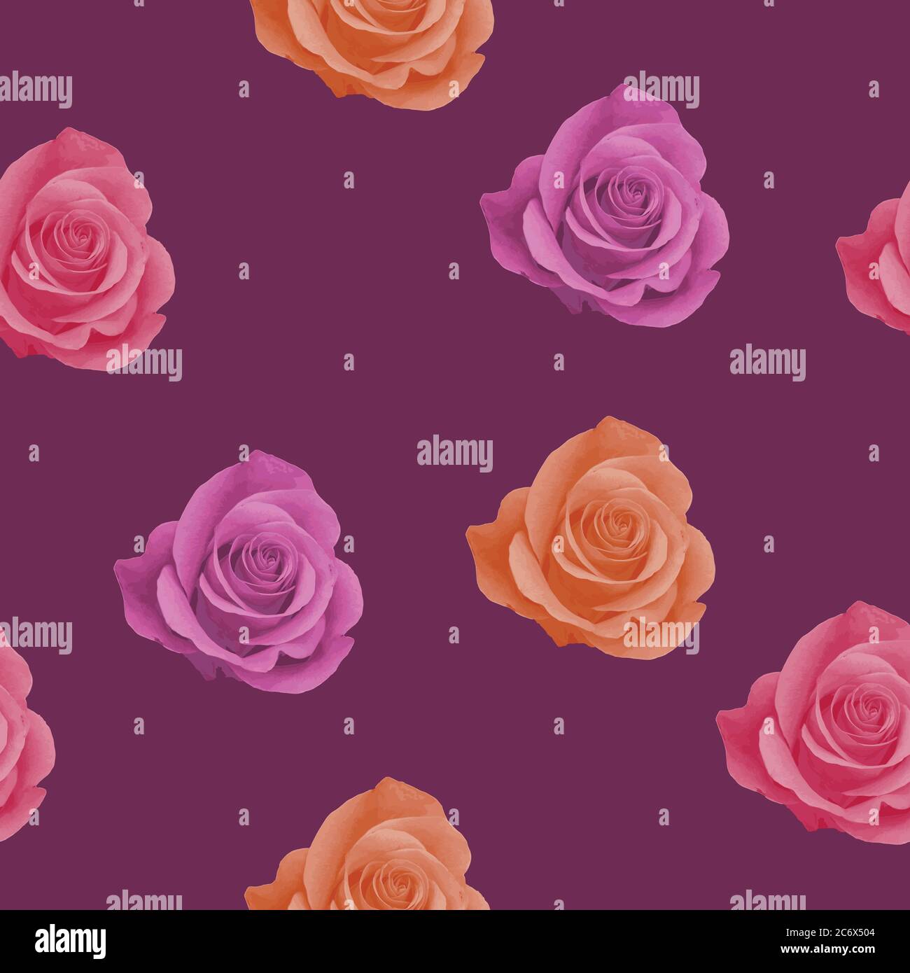 Seamless pattern with realistic pink, orange and red roses on red wine  color background. Elegant design for wallpaper, wedding invitations,  greeting Stock Vector Image & Art - Alamy
