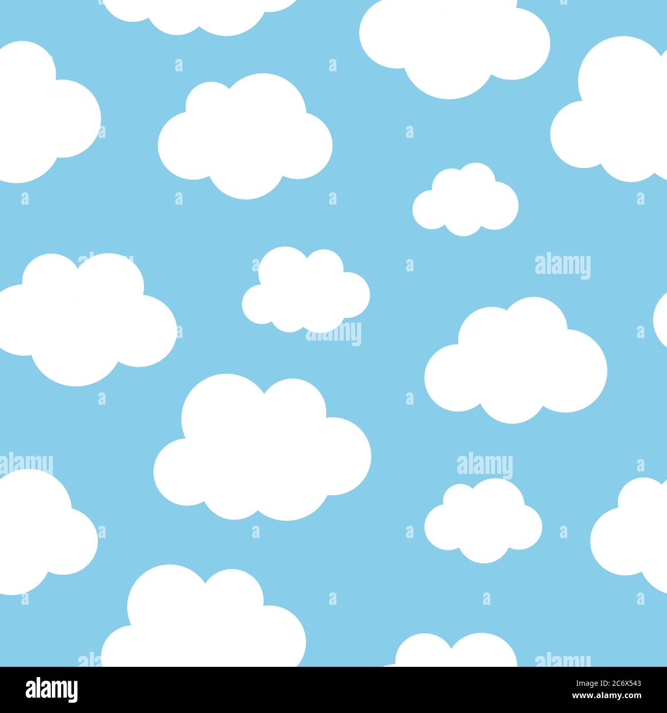 White fluffy cartoon clouds seamless pattern on light blue sky background.  Vector EPS 10 illustration for kids fabric or backdrop Stock Vector Image &  Art - Alamy