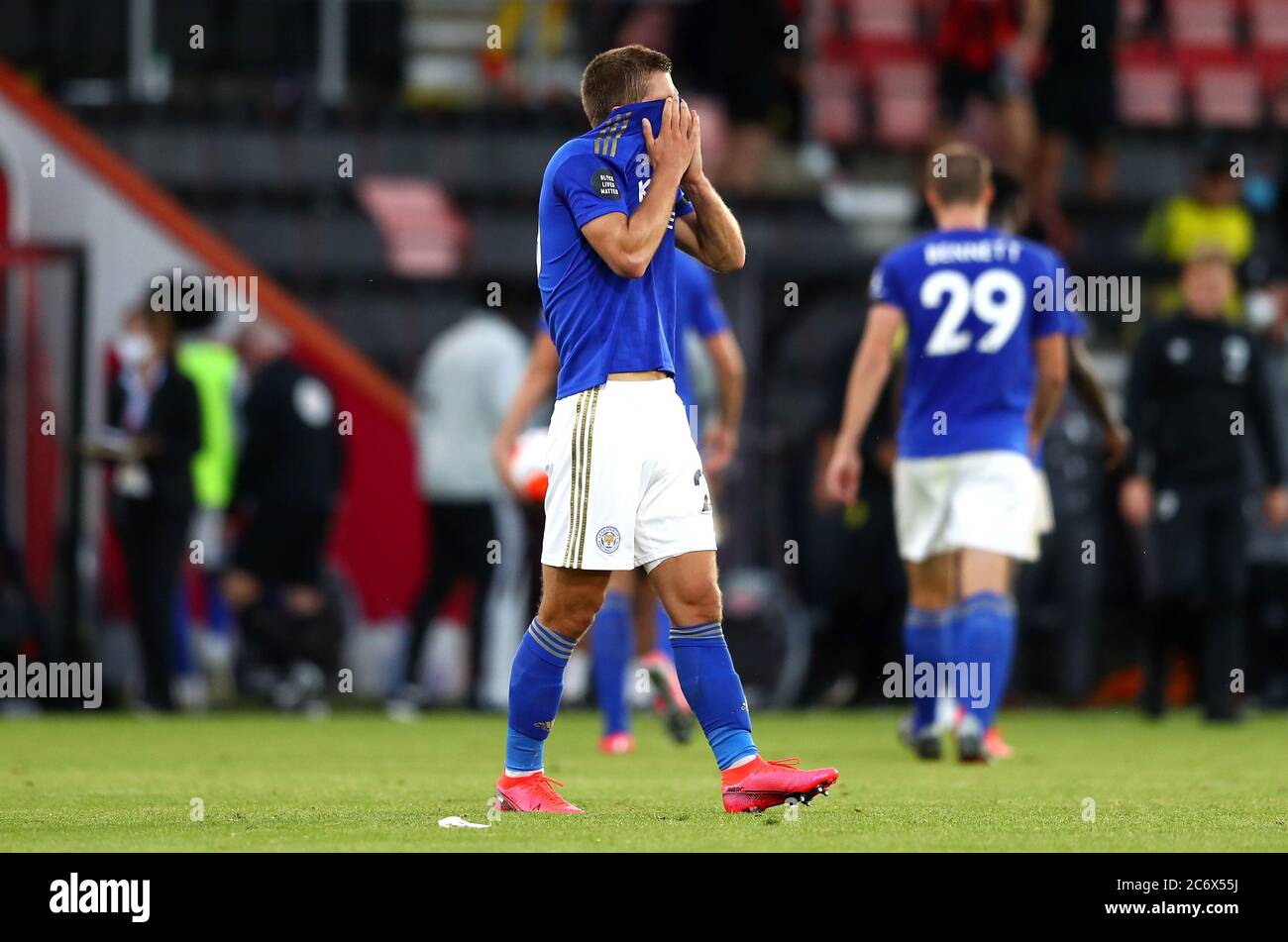 Leicester City's Dennis Praet appears dejected after the final whistle during the Premier League match at The Vitality Stadium, Bournemouth. Stock Photo