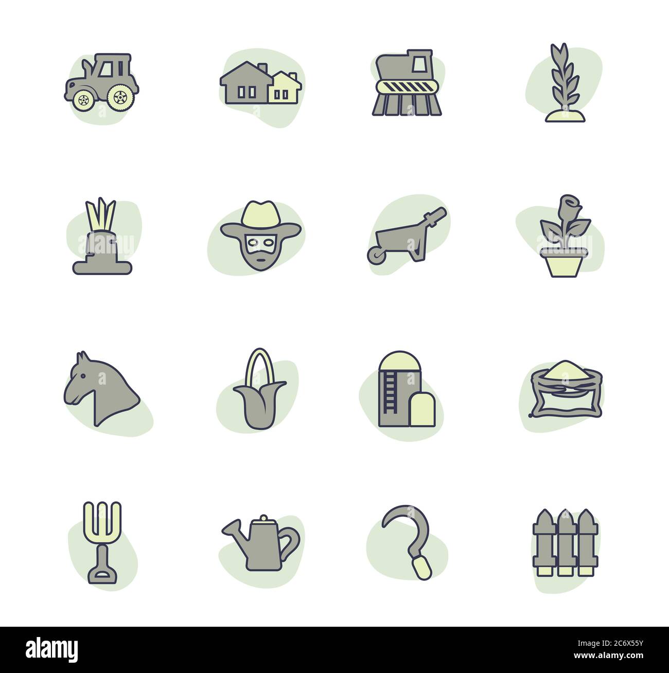 Agricultural icons set Stock Vector