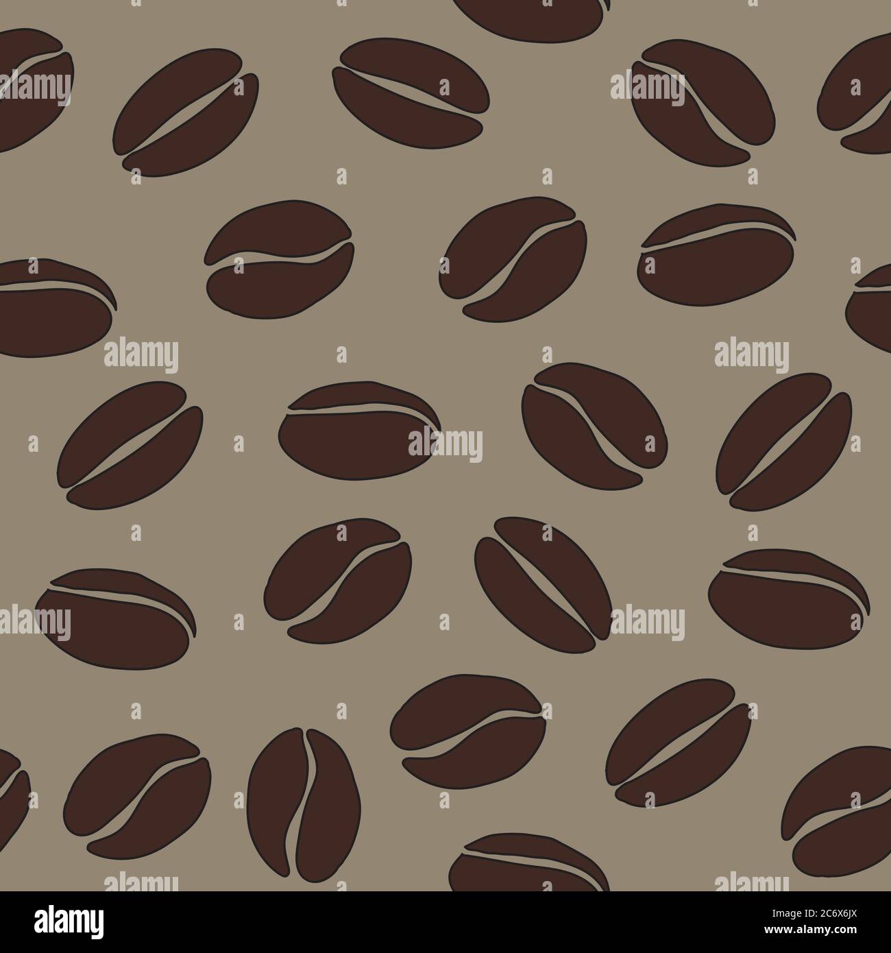 brown coffee beans on beige background vector seamless pattern, eps 10 background Stock Vector