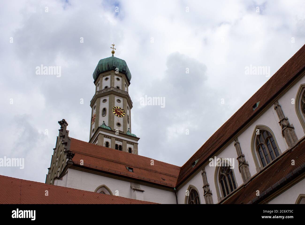 Facade of the St. Ulrich and St. Afra's Abbey in Augsburg, Bavaria, Germany. Long history monastery and Basilica. Stock Photo