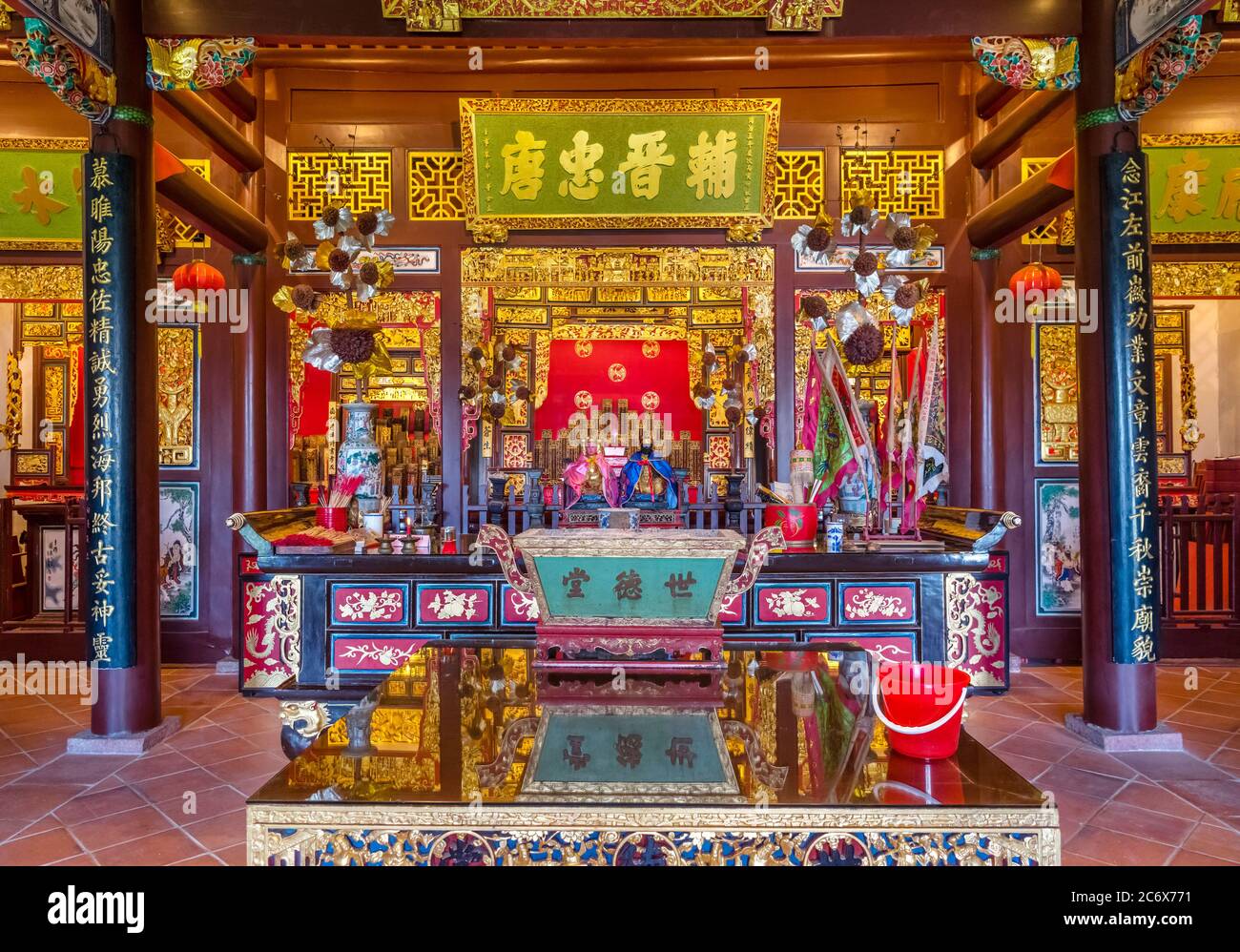 Interior of Seh Tek Tong Cheah Kongsi, a Chinese clan house in the Colonial district, George Town, Penang, Malaysia Stock Photo