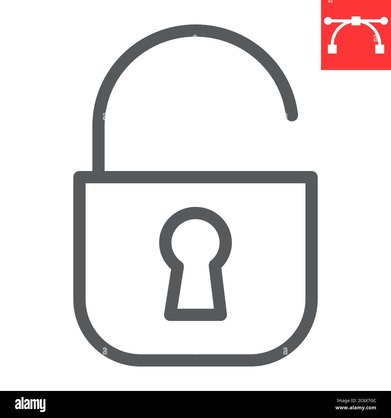 Unlock line icon, ui and button, padlock sign vector graphics, editable ...