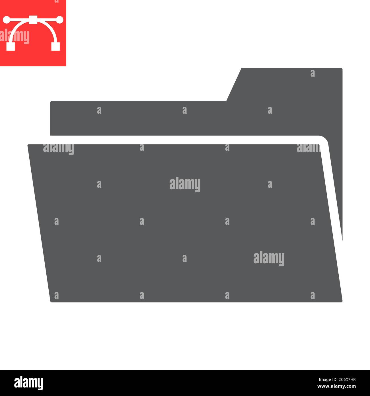 Folder glyph icon, ui and button, document sign vector graphics, editable stroke solid icon, eps 10. Stock Vector