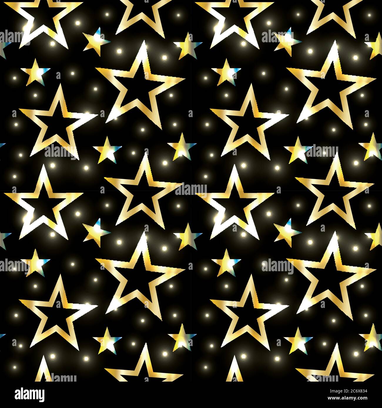 Seamless christmas pattern with various golden stars and shining ...