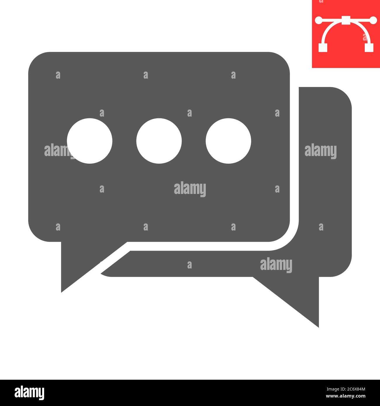 Chat glyph icon, ui and button, message sign vector graphics, editable stroke solid icon, eps 10. Stock Vector