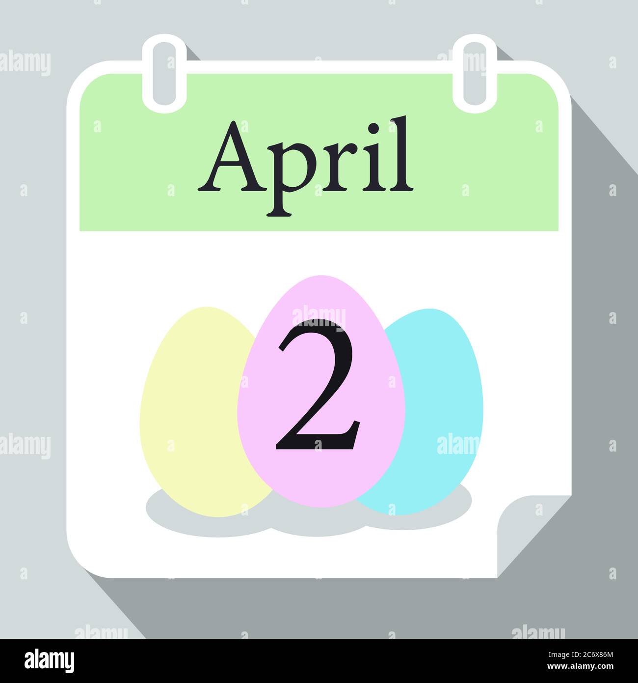 Easter Monday Wall Calendar 18 April Two With Pink Yellow And Blue Easter Eggs Stock Vector Image Art Alamy